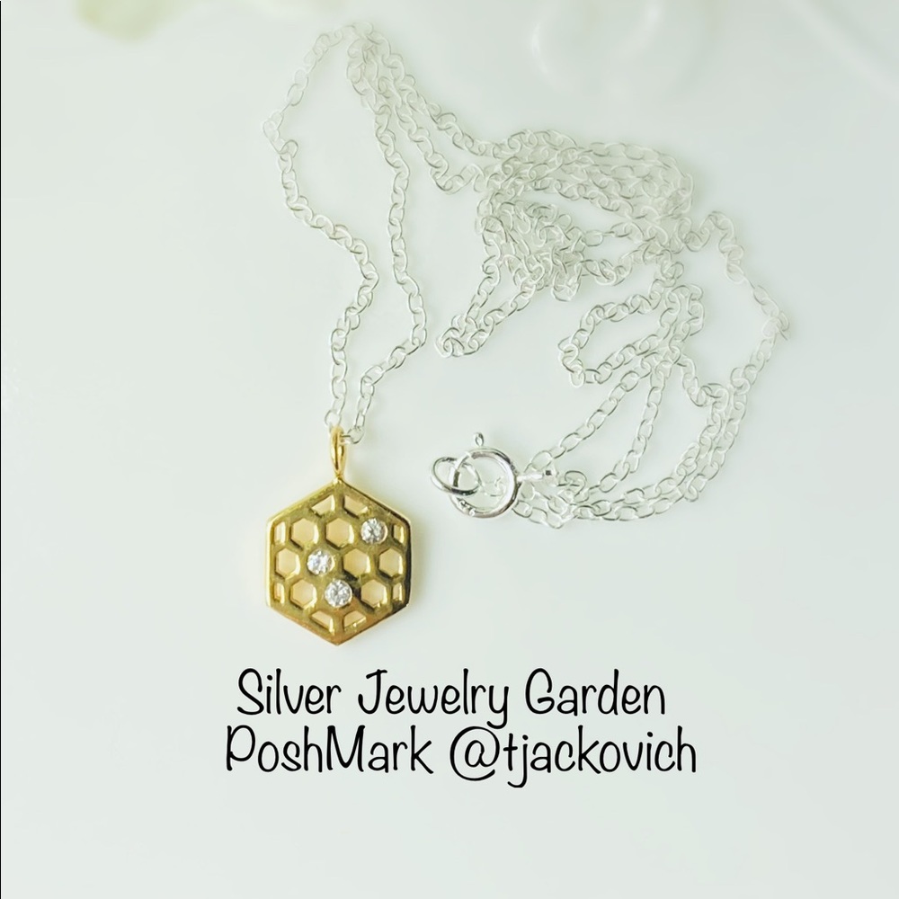 Gold and Silver Honeycomb 18” Necklace
